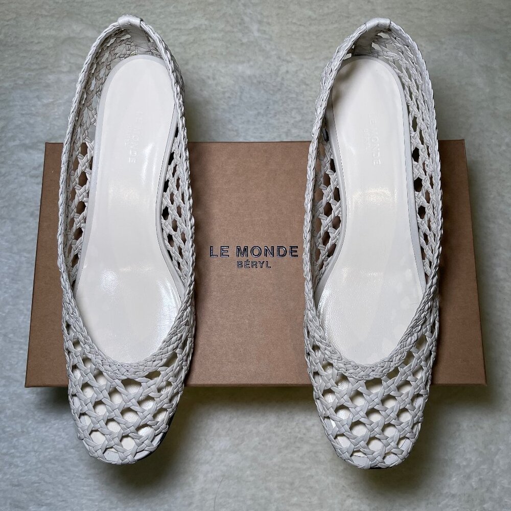 Le Monde Beryl Ballet Pump Woven Leather Ecru EU IT 41 US 11